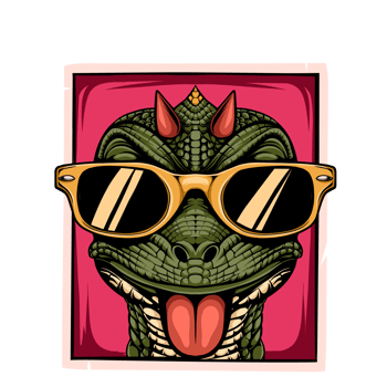 Reptile lizard with glasses illustration art work for t shirt design png