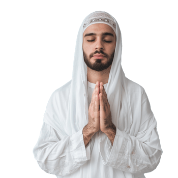 A young musilm man praying on isolated png