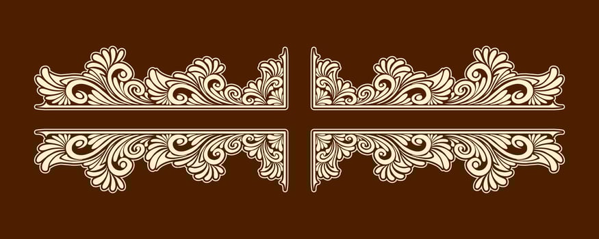 Ornament floral design element for frame, border, and wedding with vintage style vector