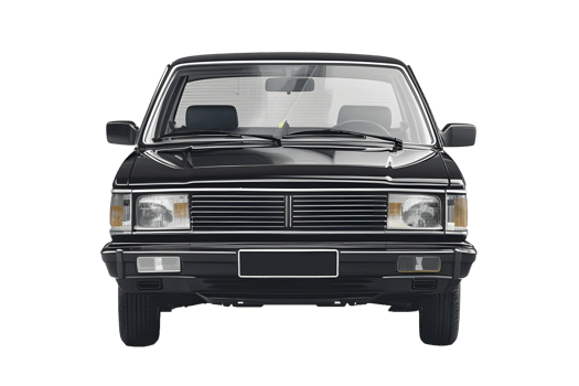 Front view classic black sedan car isolated on transparent background png