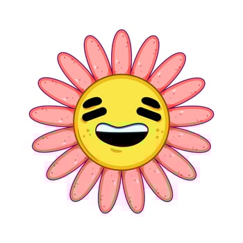 sticker flower character cartoon illustration vector