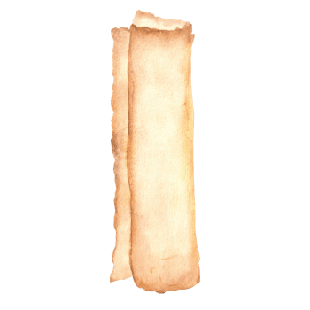 Yellowed old parchment. Vintage aged paper scroll. Roll of paper with grunge texture. Hand-drawn watercolor illustration. For postcards, scrapbooking, posters, textile and printing design. png