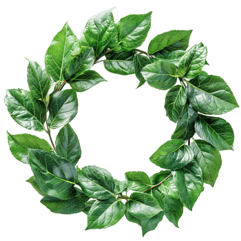 Green leaf wreath isolated on transparent background png