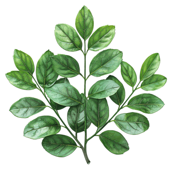 Green leaves and twigs of rue Hyperrealistic Highly Detailed isolated on transparent background png