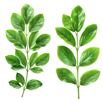 Green leaves and twigs of rue Hyperrealistic Highly Detailed isolated on transparent background png