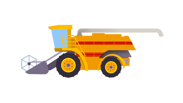 Agricultural rice harvester machine, Tractor working, Harvester machine to harvest rice field, Combine harvester working on a rice field png