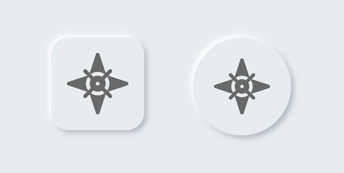 Compass solid icon in neomorphic design style. Exploration signs illustration. vector
