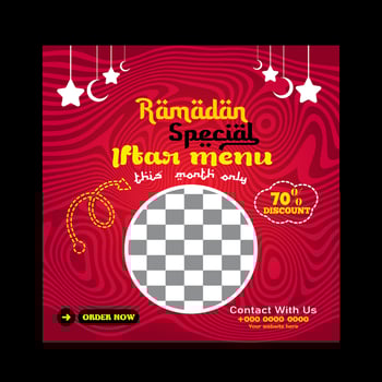 Ramadan iftar menu food post design and social media banner template vector
