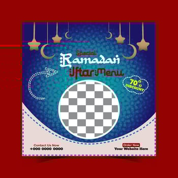 Ramadan iftar menu food post design and social media banner template vector