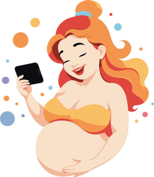 happy pregnant woman with big belly smiling, mother clipart for stages of pregnancy, mother, birth plan, preparing for birth, life, family, healthcare, stress relief, fetal development, clinic logo png