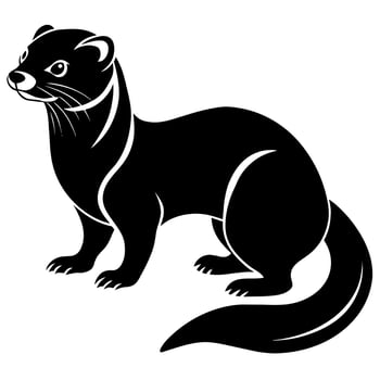 A ferret silhouette, in black color silhouette vector