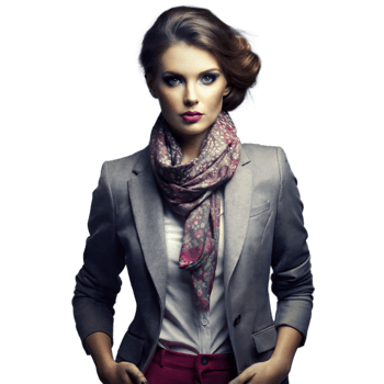 Elegant Woman Dressed in Business Casual Attire Posing for a Fashion Shoot png