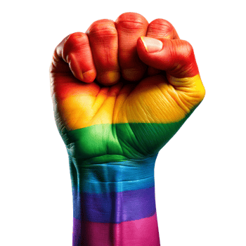 Raised Fist Painted in Rainbow Colors Symbolizing LGBTQ Pride and Solidarity png