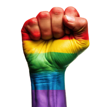 Raised Fist Painted With Rainbow Colors Symbolizing LGBTQ Pride and Strength png