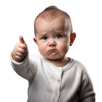 Adorable Toddler Giving Thumbs Up Sign in Casual Attire With Transparent Background png
