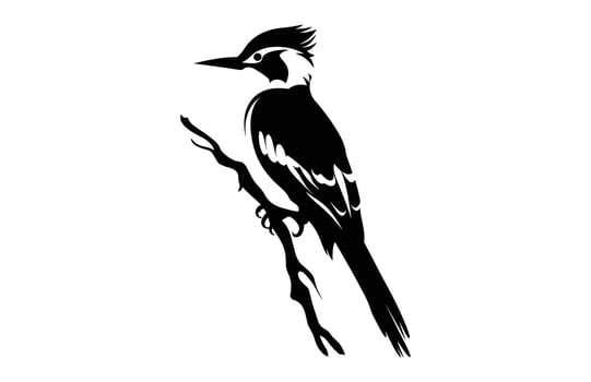 Woodpecker black Silhouette Clipart, A Flameback Woodpecker Bird Silhouette vector