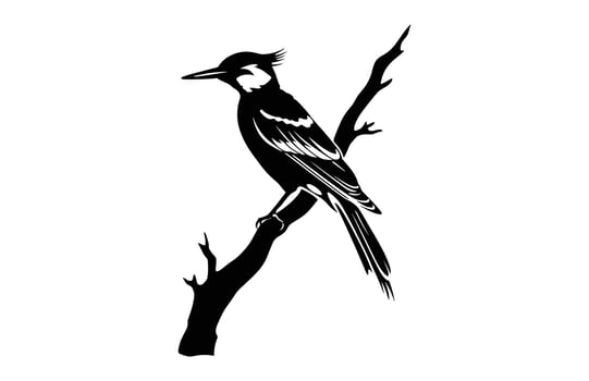 Flameback Woodpecker Bird Silhouette, A Woodpecker black Silhouette Clip art vector
