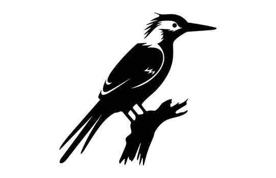 Flameback Woodpecker Bird Silhouette, A Woodpecker black Silhouette Clip art vector