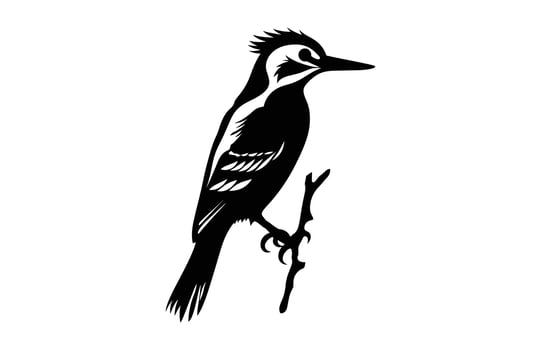 Flameback Woodpecker Bird Silhouette, A Woodpecker black Clipart vector