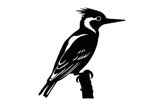 Flameback Woodpecker Bird Silhouette, A Woodpecker black Silhouette Clip art vector