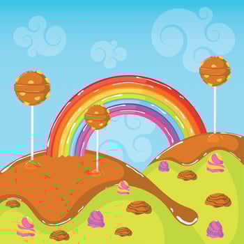 Colored candy land landscape Sweet place vector