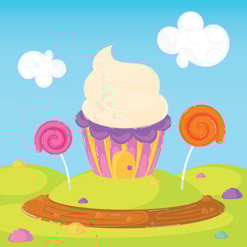 Colored candy land landscape Sweet place vector