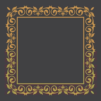 Golden Vintage frame Ornament in square Size.Golden Border ornament.Suitable for wedding invitation card. vector