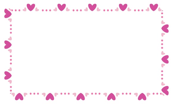 Hand drawn hearts border and frame on white background vector