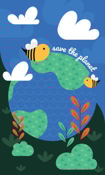 Geometric earth day card vector