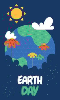 Geometric earth day card vector