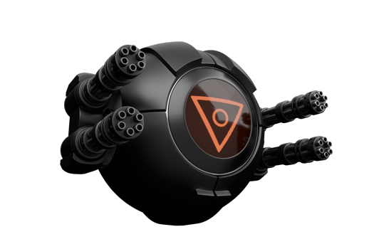 Spherical drone with gatling gun png