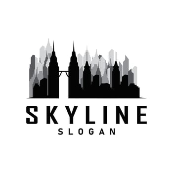 Skyscraper black silhouette design beautiful city skyline logo with tall building city illustration for template and branding vector