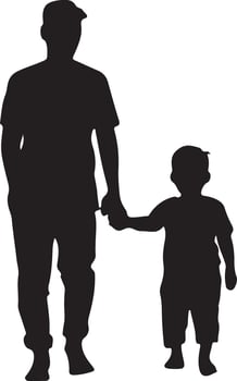 Flat design father and son silhouette vector