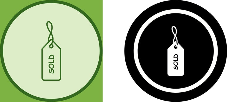 Unique Sold Tag Icon Design vector