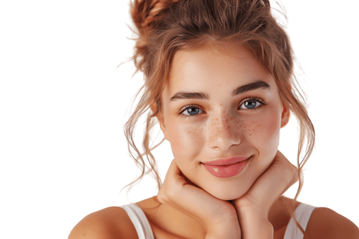 Pretty young woman at studio on isolated transparent background png