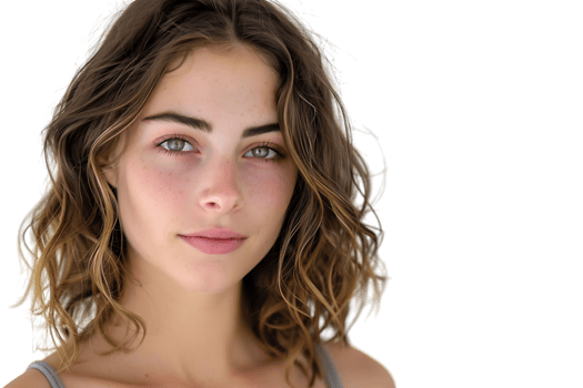 Pretty young woman at studio on isolated transparent background png