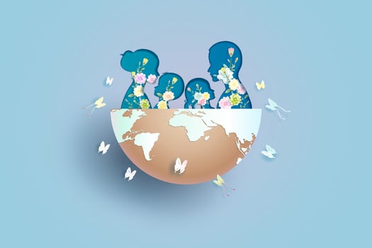 Happy National World family Day with Mom and Father. vector