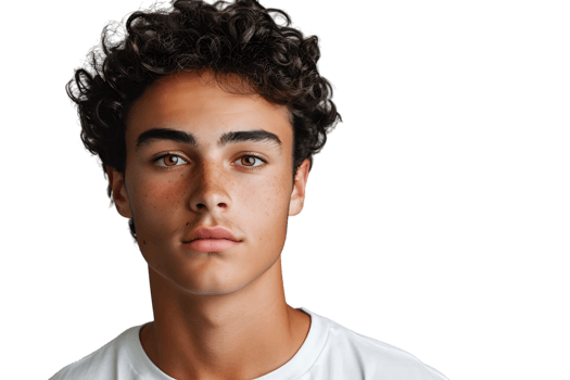 Portrait of handsome brunette man on isolated transparent background png