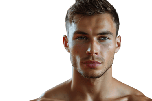 Portrait of handsome brunette man on isolated transparent background png