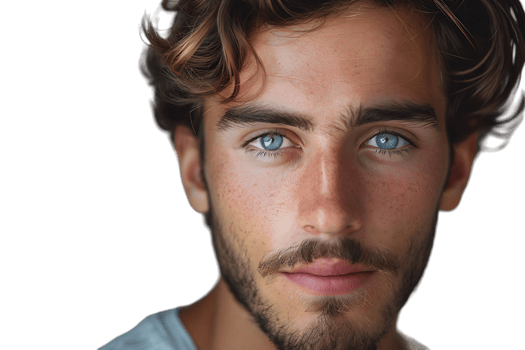 Portrait of handsome brunette man on isolated transparent background png