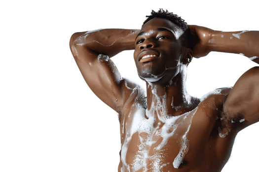 Man taking bath on isolated transparent background png