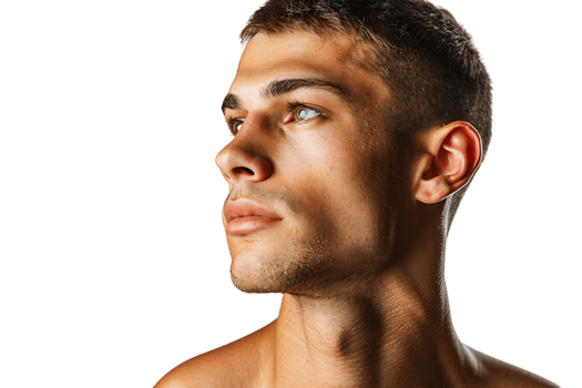 Portrait of handsome brunette man on isolated transparent background png