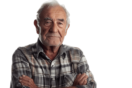 portrait of a senior man standing on isolated transparent background png