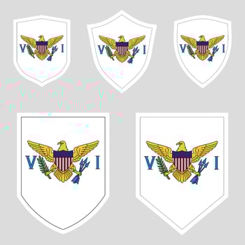 Set of American Virgin Islands Flag in Shield Shape Frame vector