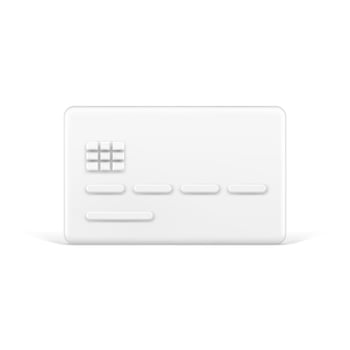 3d credit card white. Contactless plastic payment means with number stripes and electronic chip vector
