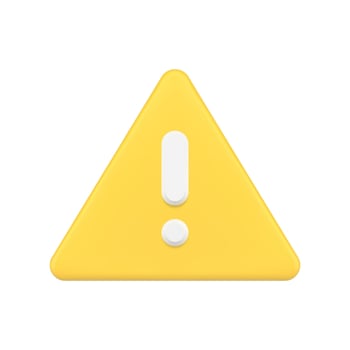 Yellow triangle button with exclamation point 3d simple icon . Advisory badge dangerous alert vector