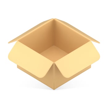Realistic open cardboard box for things goods storage carrying diagonal placed 3d icon vector
