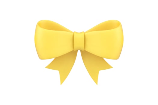 Yellow glossy bow festive satin ribbon fashion decorative element realistic 3d icon vector