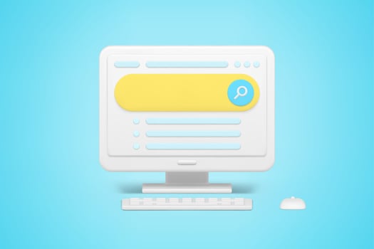 Search bar on website 3d icon. Volumetric strip of online site navigation vector