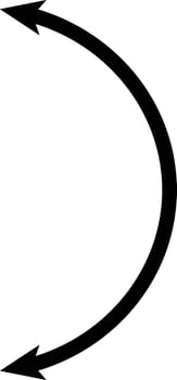Semicircular curved thin long double ended arrow. Dual semi circle arrow. flat style. vector